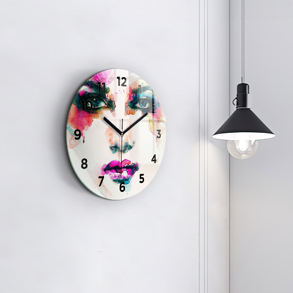 Reloj de pared redondo Rostro abstracto de mujer