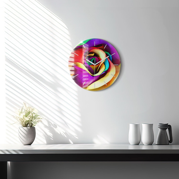 Reloj de pared redondo Rosa arco iris