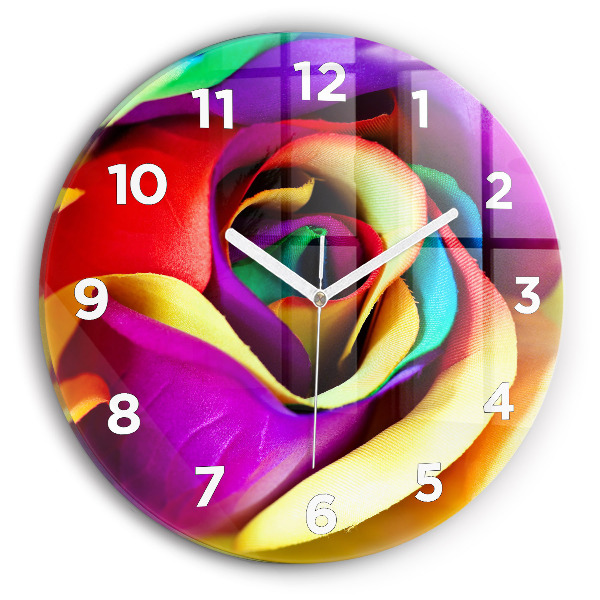 Reloj de pared redondo Rosa arco iris