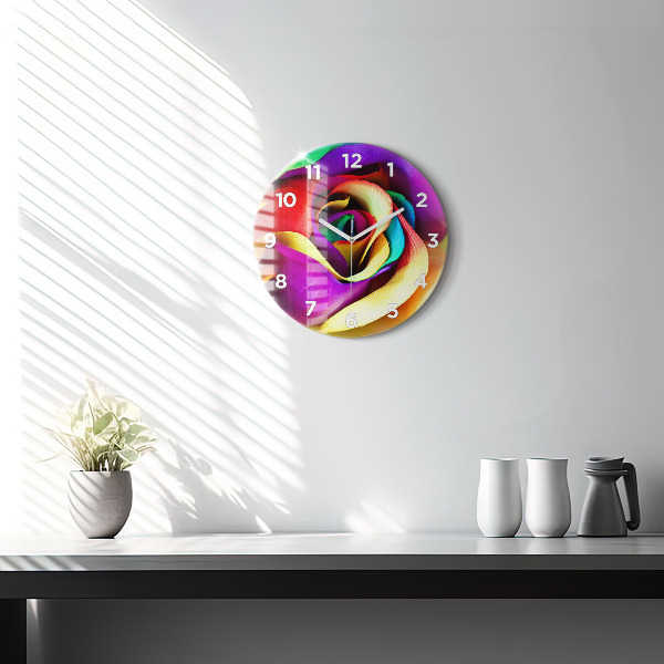 Reloj de pared redondo Rosa arco iris