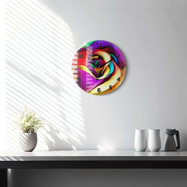 Reloj de pared redondo Rosa arco iris