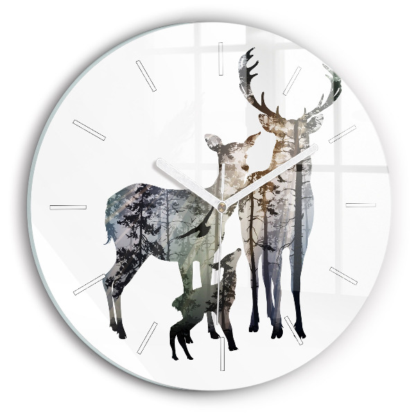 Reloj de pared redondo Familia de ciervos