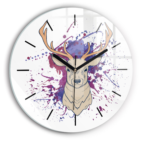 Reloj redondo pared Ilustración vectorial de un ciervo