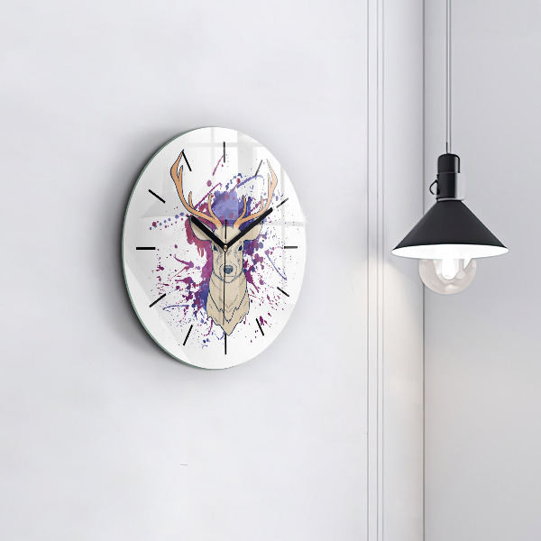 Reloj redondo pared Ilustración vectorial de un ciervo