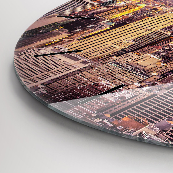 Reloj de cristal redondo Atardecer Nueva York