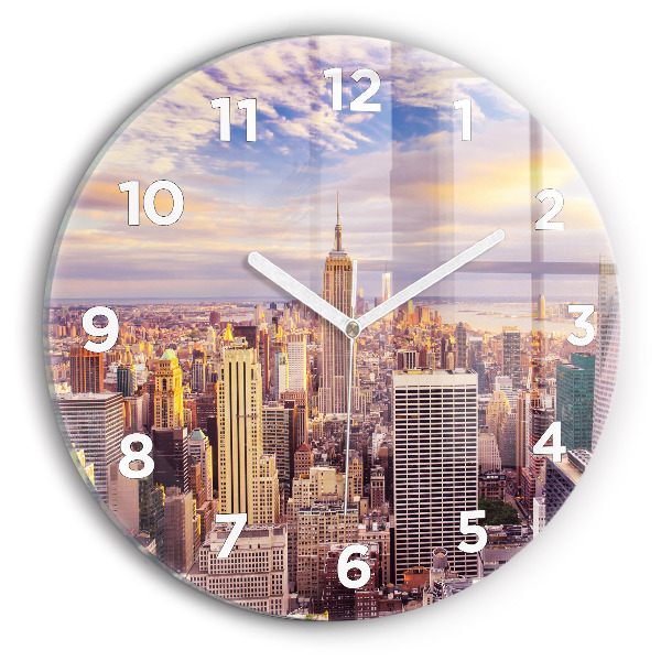 Reloj de cristal redondo Atardecer Nueva York