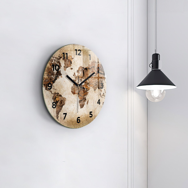 Reloj redondo pared Mapamundi vintage