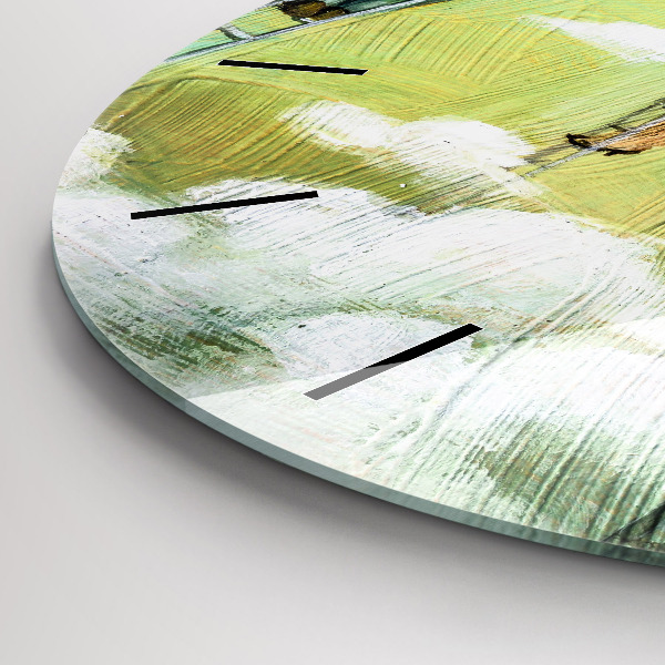 Reloj redondo pared Gente en una escalera