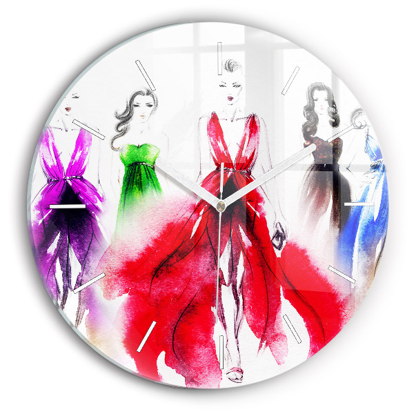 Reloj redondo pared Mujeres con vestidos de colores