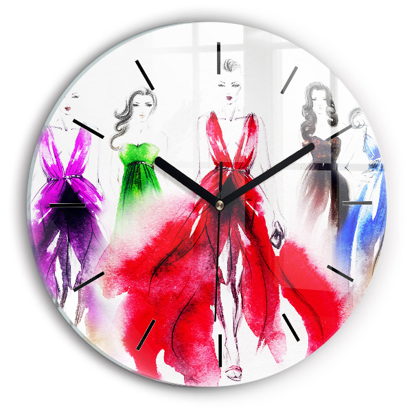 Reloj redondo pared Mujeres con vestidos de colores