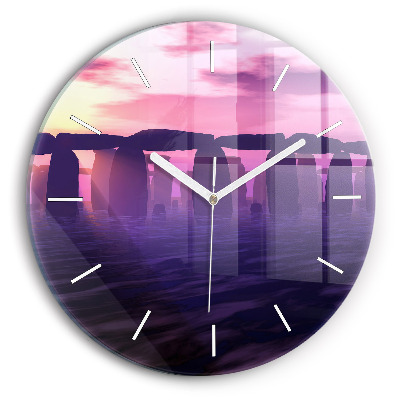 Reloj de pared redondo Puesta de sol en Stonehenge