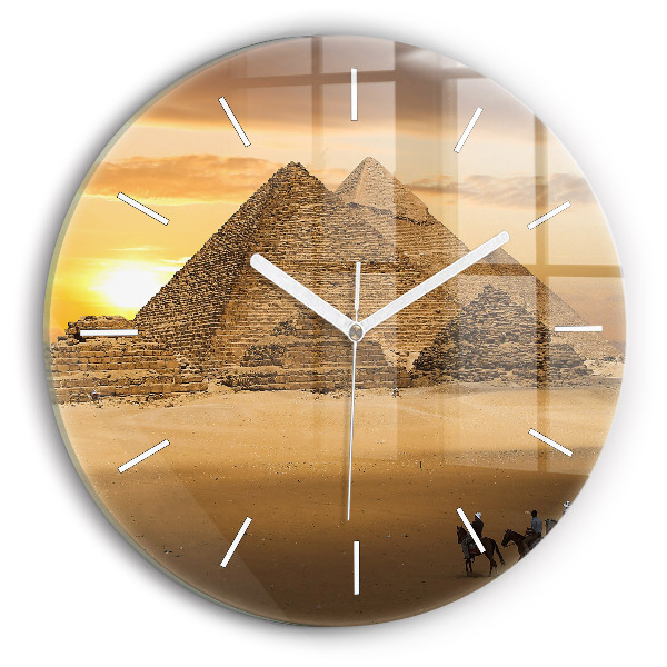 Reloj de pared redondo Pirámides y puesta de sol