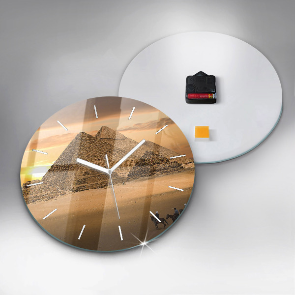Reloj de pared redondo Pirámides y puesta de sol