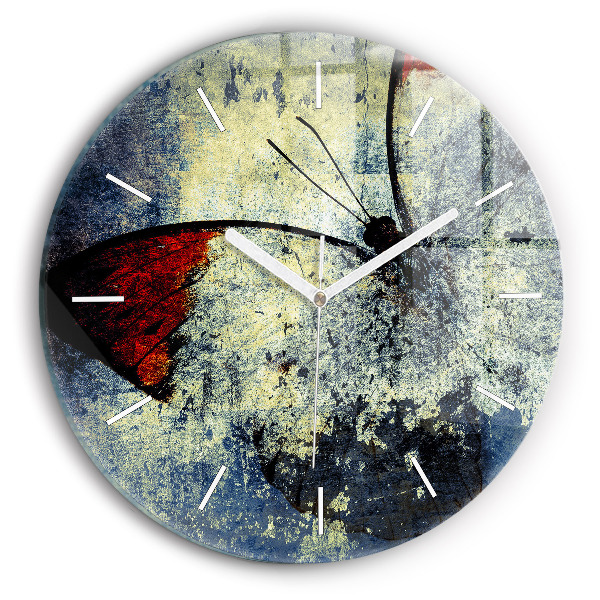 Reloj de cristal redondo Mariposa estilo vintage