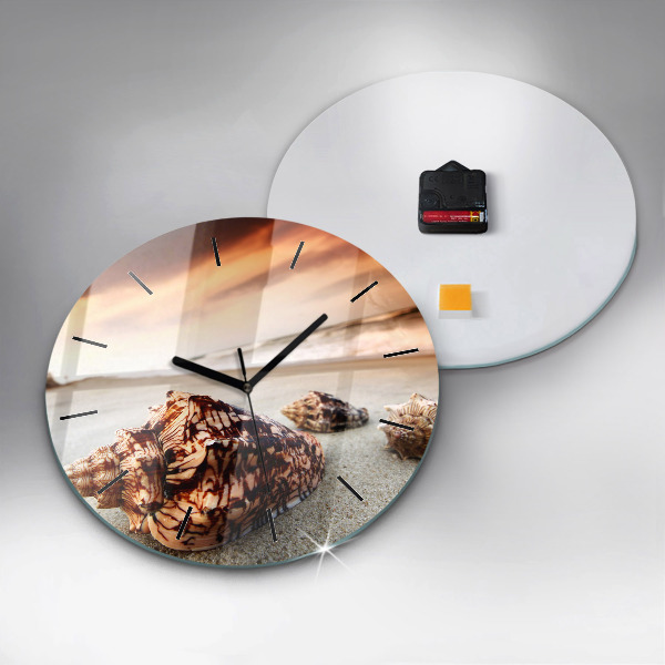 Reloj de cristal redondo Concha en la playa