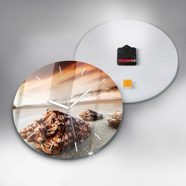 Reloj de cristal redondo Concha en la playa