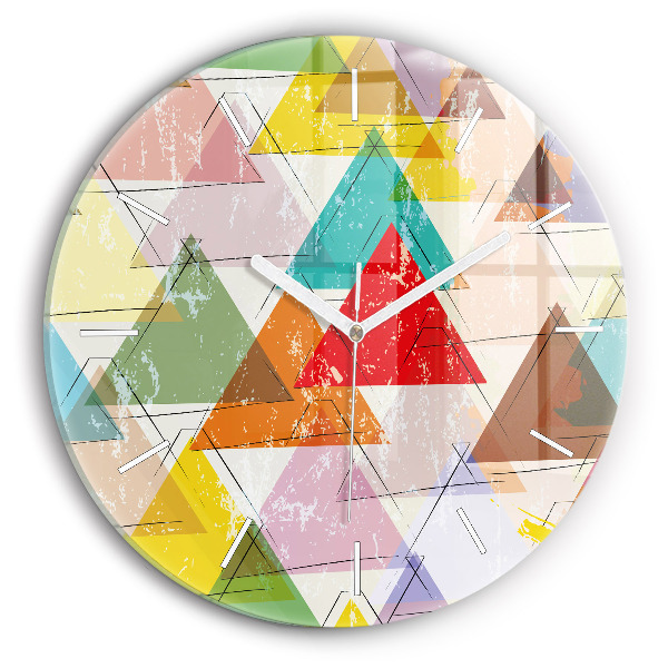 Reloj de cristal redondo Triángulos patrón geométrico