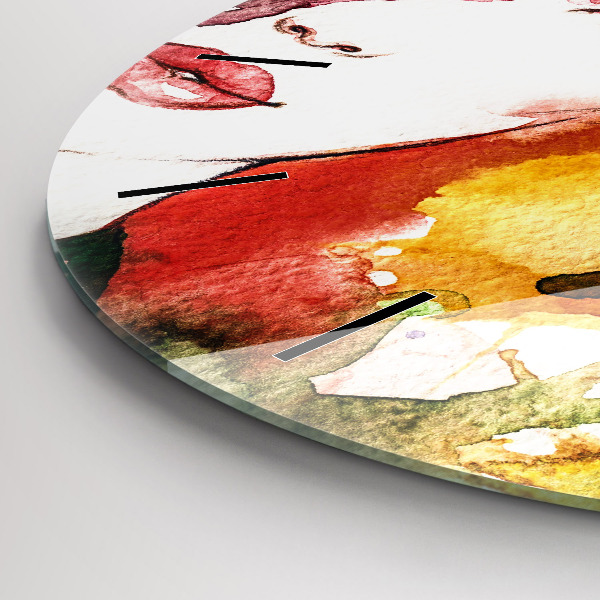 Reloj redondo pared Retrato colorido de una mujer