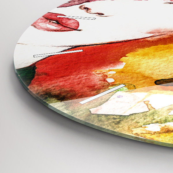 Reloj redondo pared Retrato colorido de una mujer