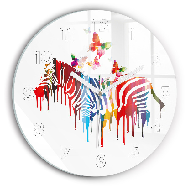 Reloj de cristal redondo Cebra de colores