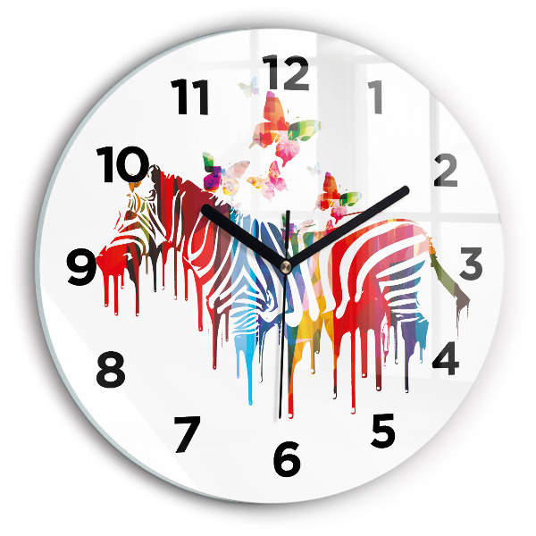 Reloj de cristal redondo Cebra de colores
