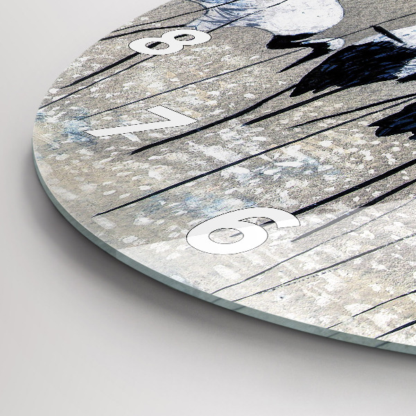 Reloj de cristal redondo Grullas en los juncos