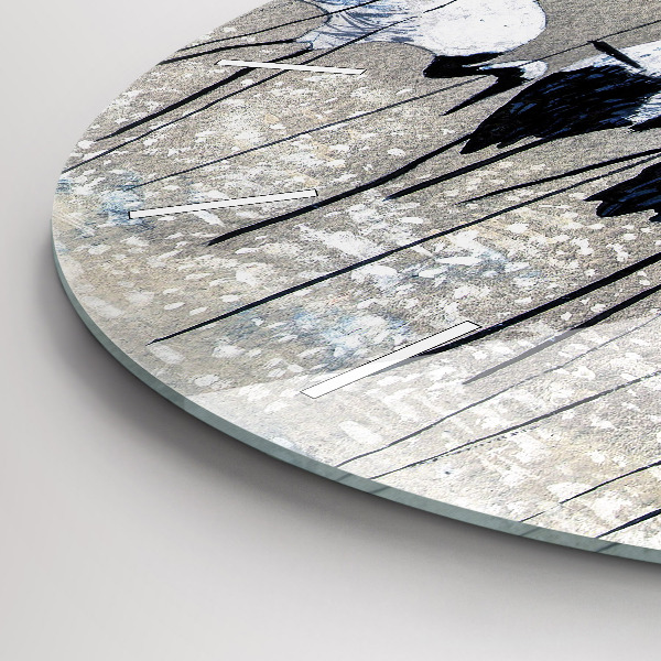 Reloj de cristal redondo Grullas en los juncos