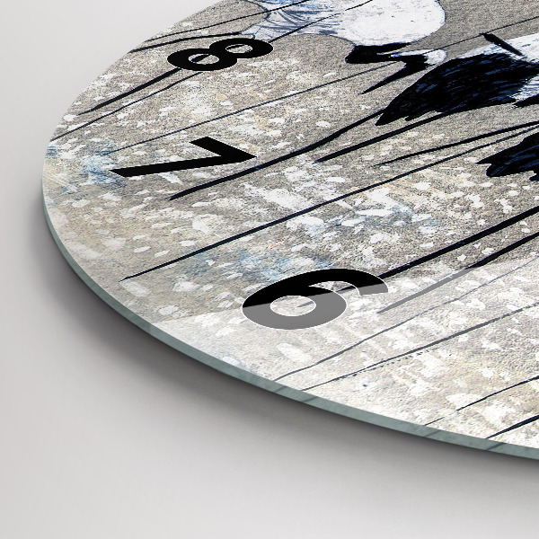 Reloj de cristal redondo Grullas en los juncos