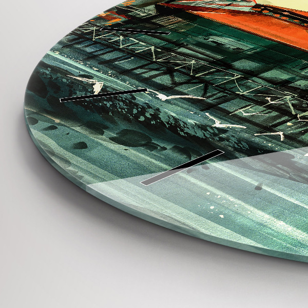 Reloj redondo pared Pueblo pesquero