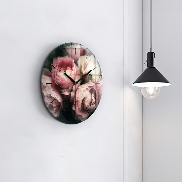 Reloj de cristal redondo Ramo de rosas rosas