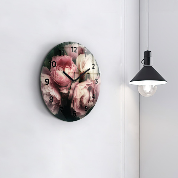 Reloj de cristal redondo Ramo de rosas rosas