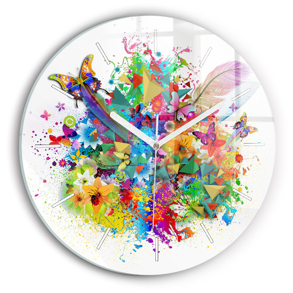Reloj redondo pared Armonía floral con mariposas