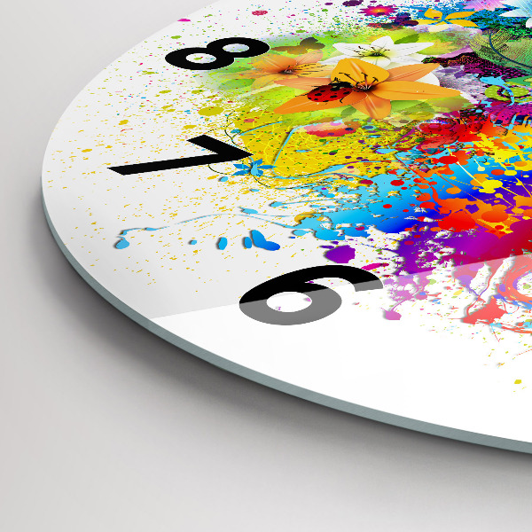 Reloj redondo pared Armonía floral con mariposas