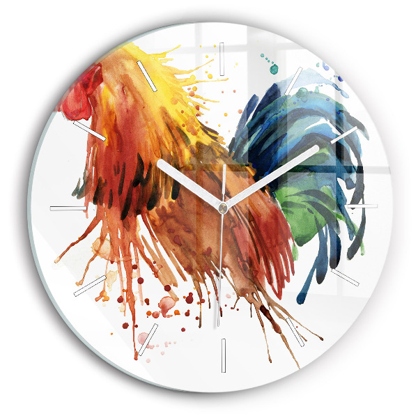 Reloj de pared redondo Gallo colorido