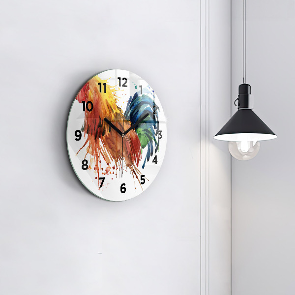 Reloj de pared redondo Gallo colorido