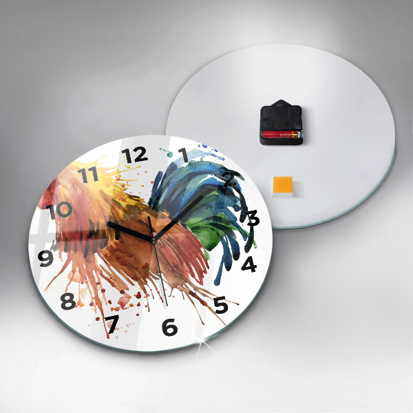 Reloj de pared redondo Gallo colorido