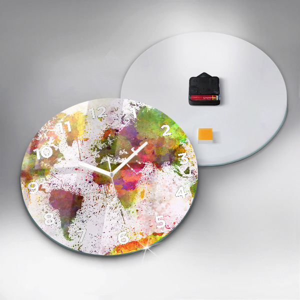 Reloj de cristal redondo Mapamundi en acuarela