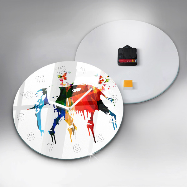 Reloj redondo pared Elefante pintado de colores