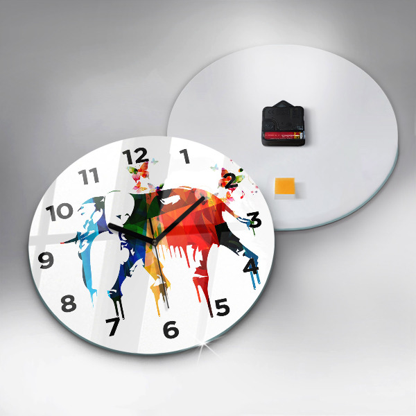 Reloj redondo pared Elefante pintado de colores