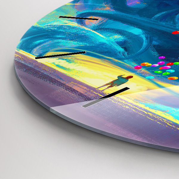 Reloj de cristal redondo Niño y globos