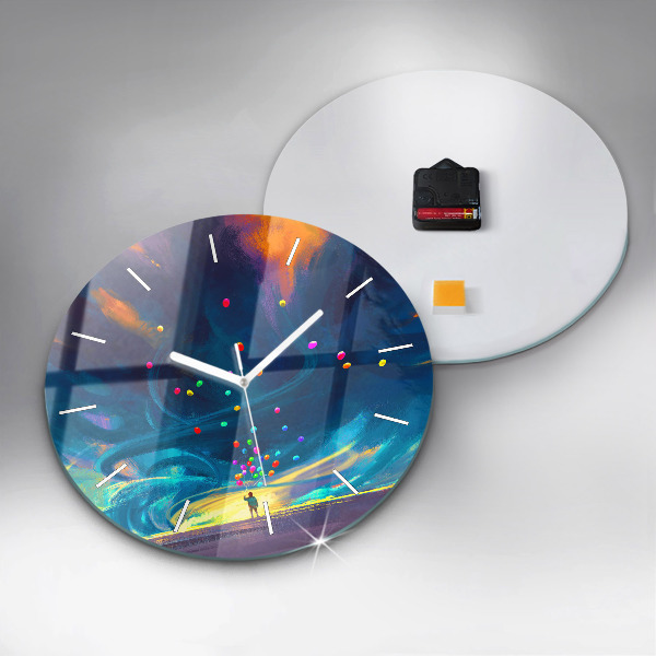 Reloj de cristal redondo Niño y globos
