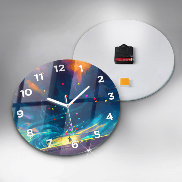Reloj de cristal redondo Niño y globos