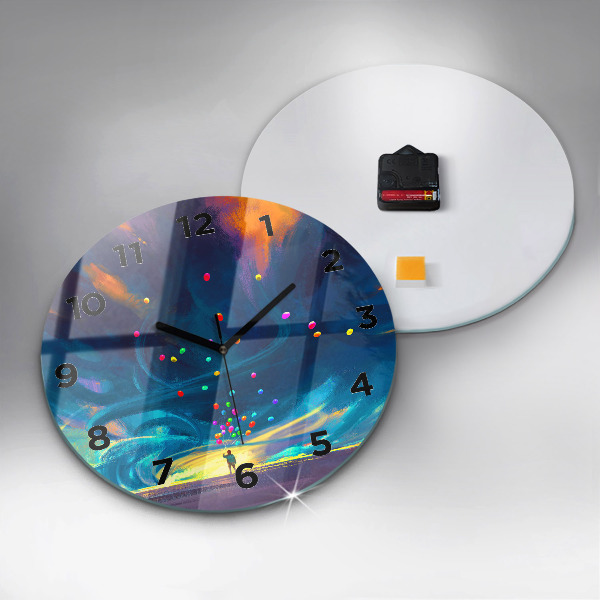 Reloj de cristal redondo Niño y globos