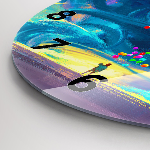 Reloj de cristal redondo Niño y globos