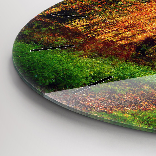 Reloj de pared redondo Paisaje de bosque otoñal