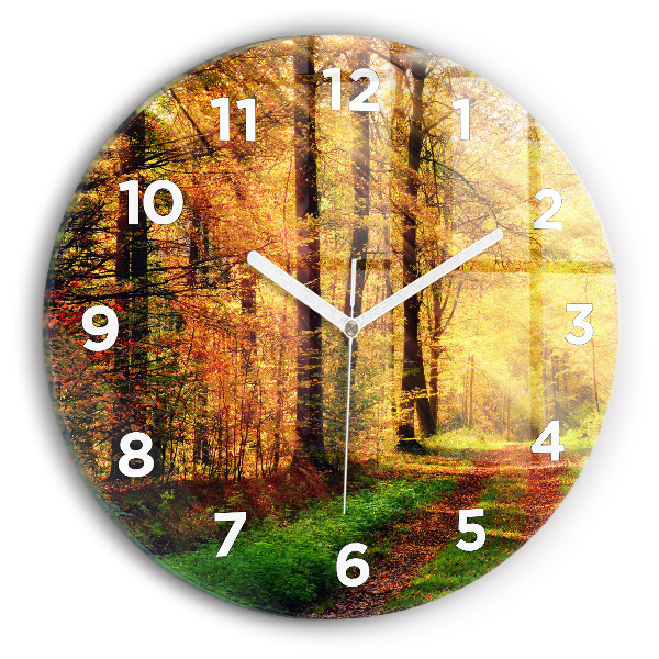 Reloj de pared redondo Paisaje de bosque otoñal