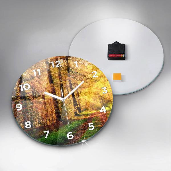 Reloj de pared redondo Paisaje de bosque otoñal
