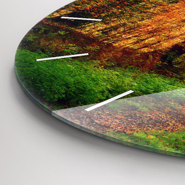 Reloj de pared redondo Paisaje de bosque otoñal