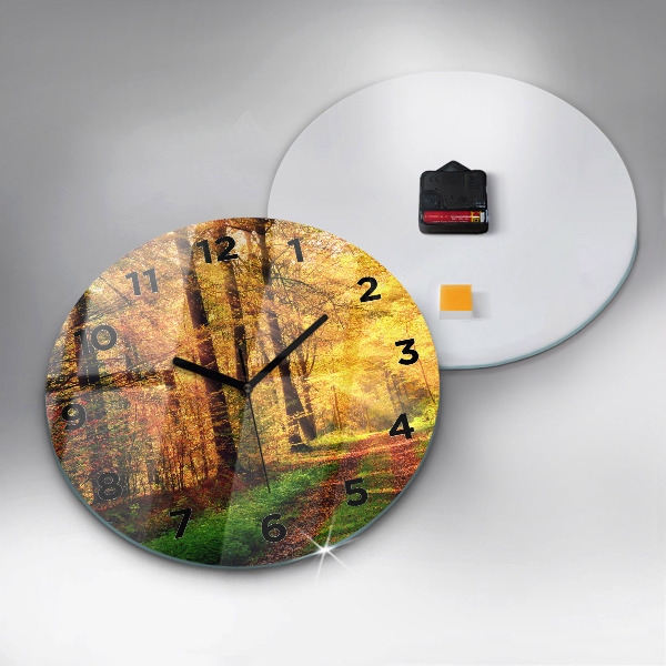 Reloj de pared redondo Paisaje de bosque otoñal