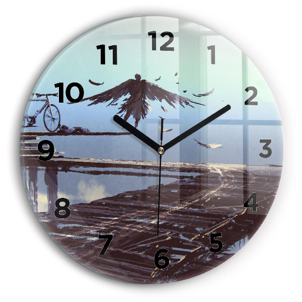 Reloj redondo pared Ángel en bicicleta
